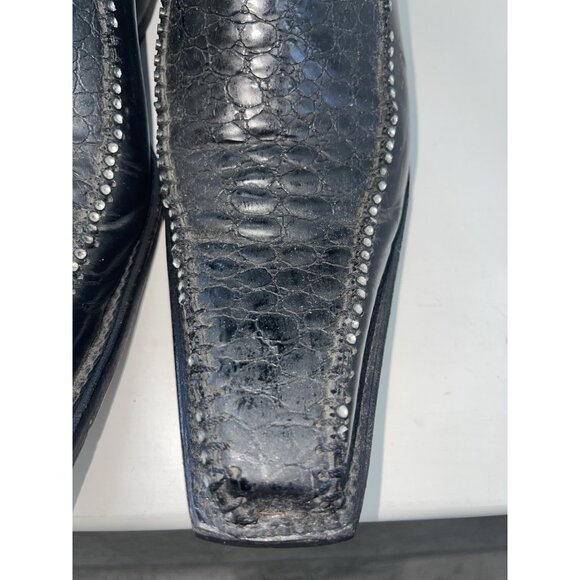 JUGO Hand Embroidered Studded Men's Black Leather Cowboy Boots Size 9 - Picture 7 of 16